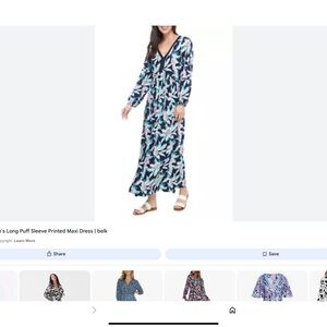 Crown & Ivy Multicolor Puff Sleeve Maxi Dress